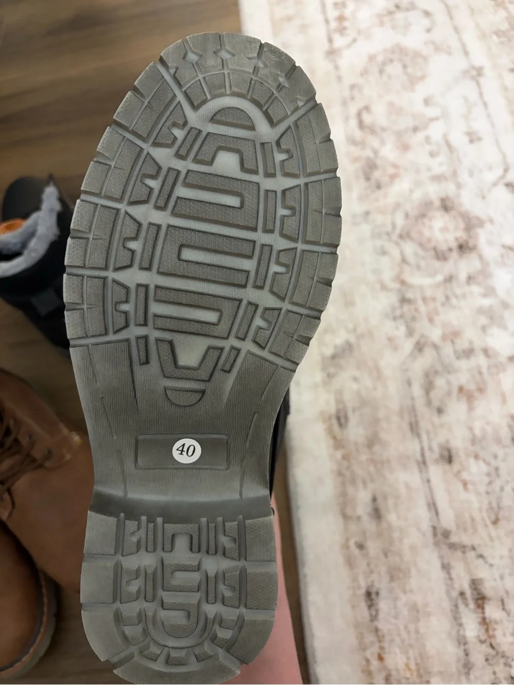 BRAND NEW Black Winter Lace-Up Boots with Tan Logo Patch